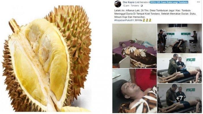 pria di minahasa tewas setelah makan durian